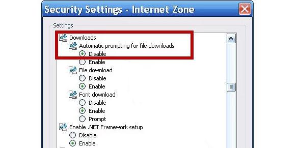 Enable Automatic prompting for file downloads