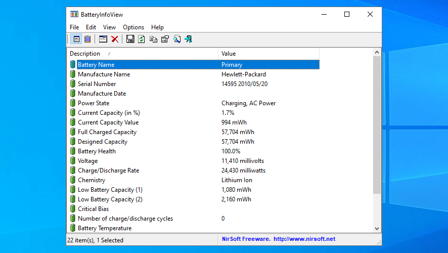 BatteryInfoView battery information