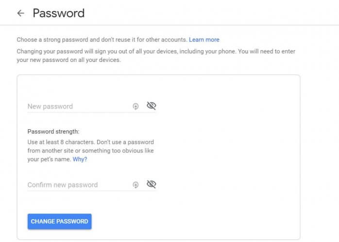 Chrome ha chiesto di cambiare la password