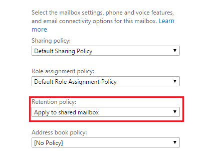 click Apply to shared mailbox