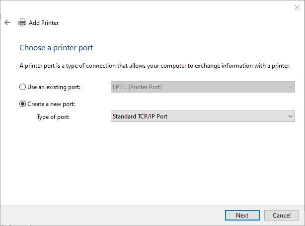 Printer port options printer error 0x00003e3