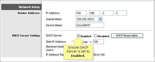 DHCP Server is enabled