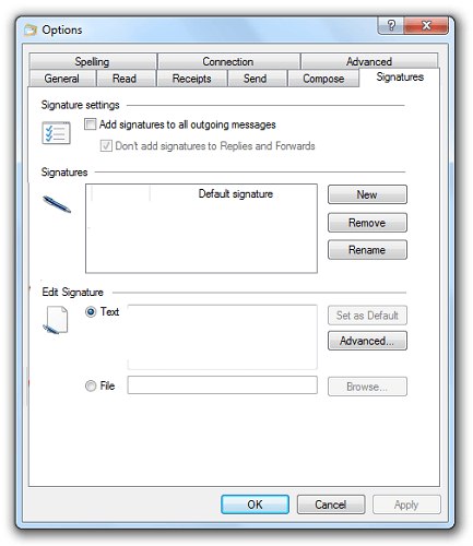 Edit Windows Live Mail signature