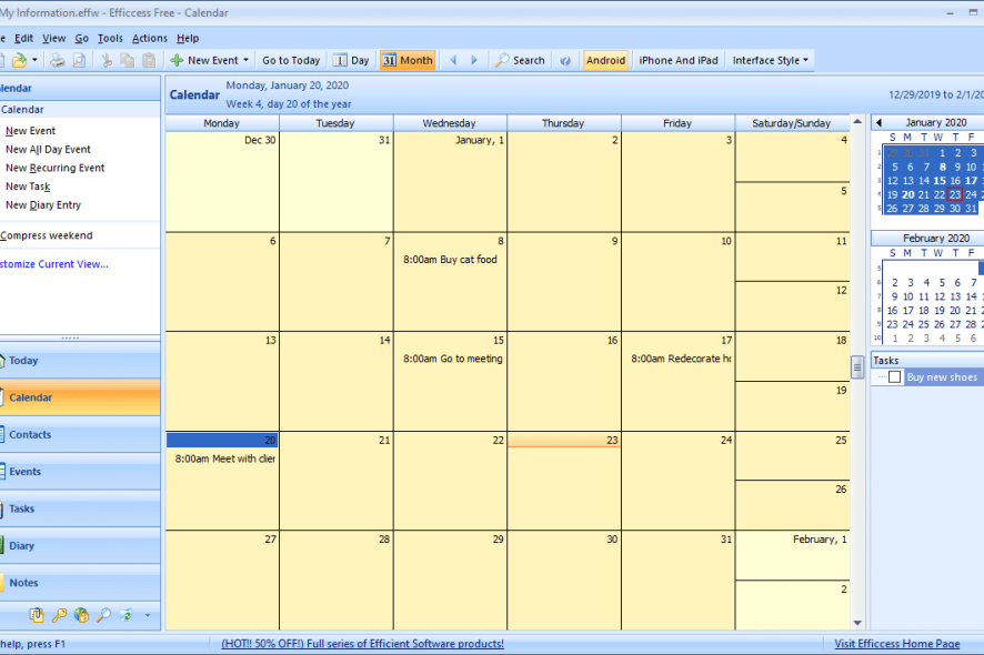Efficcess calendar