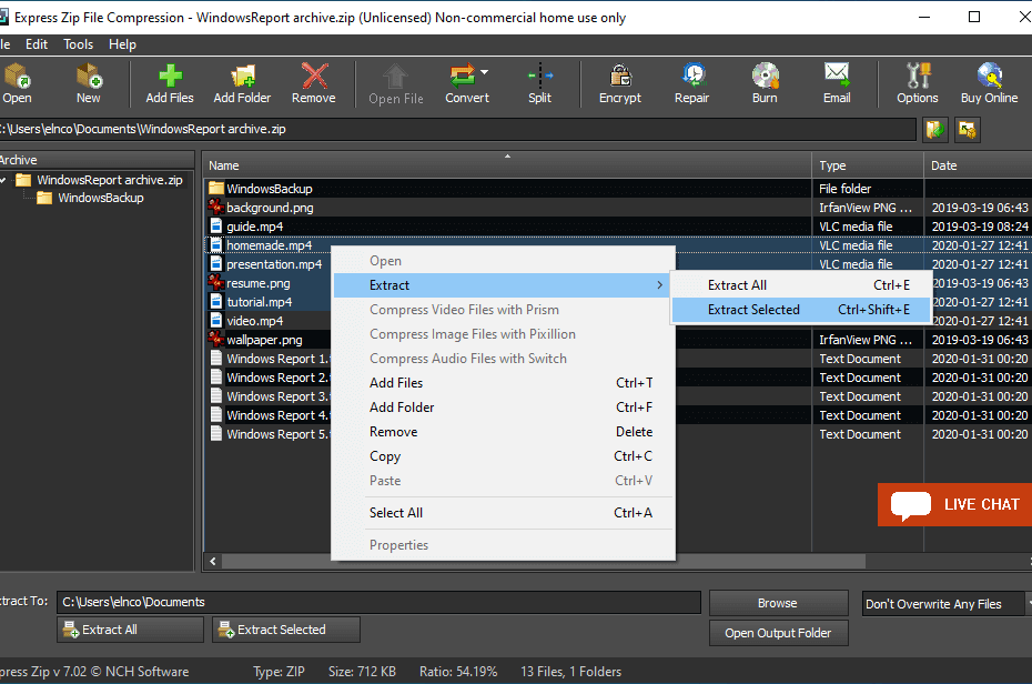 express zip file compression code