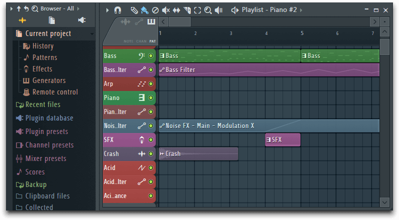 FL Studio's playlist and browser