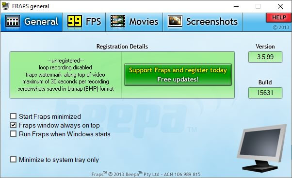 Main screen FRAPS