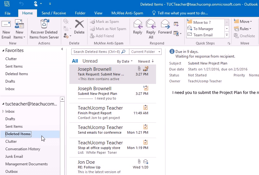 Deleted Items folder outlook how to keep declined meetings in calendar