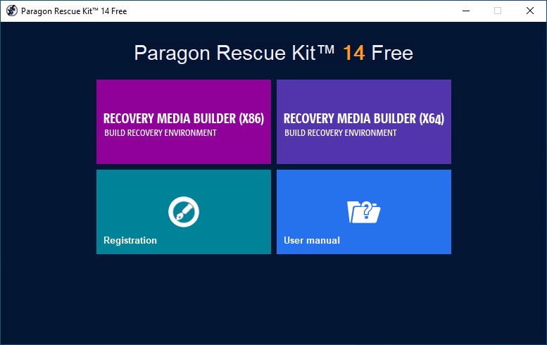 Paragon Rescue Kit main menu
