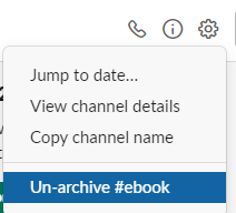 Un-archive option slack