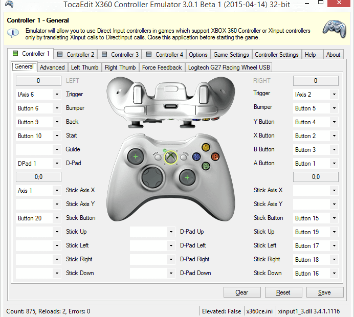 tocaedit xbox 360 controller emulator logitech f310 lt rt