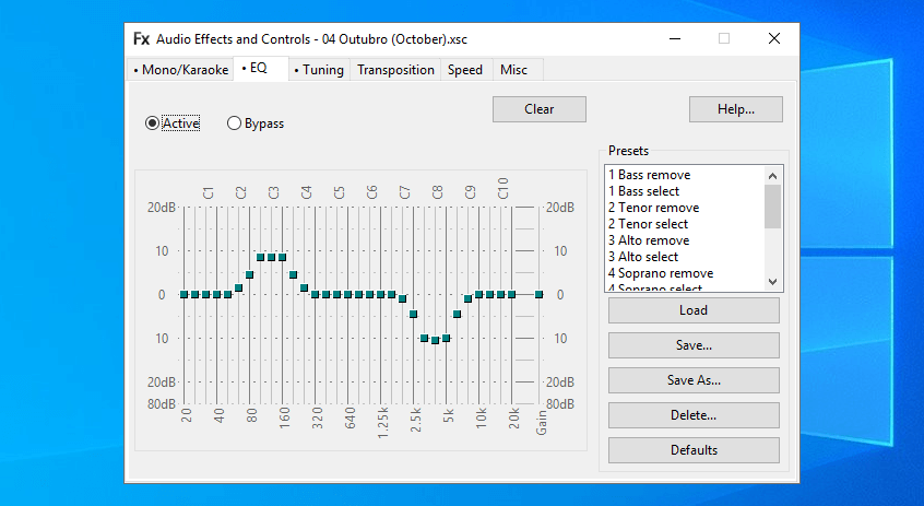 Transcribe! audio effects and controls