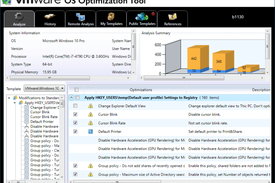 VMware OS Optimization Tool main window