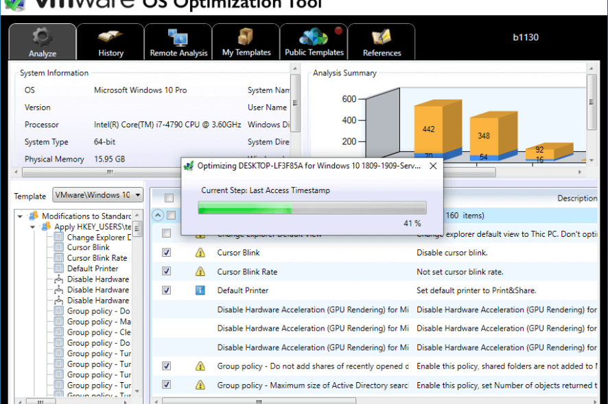VMware OS Optimization Tool optimizing