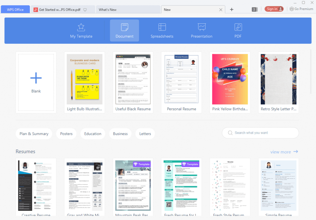 WPS Office templates