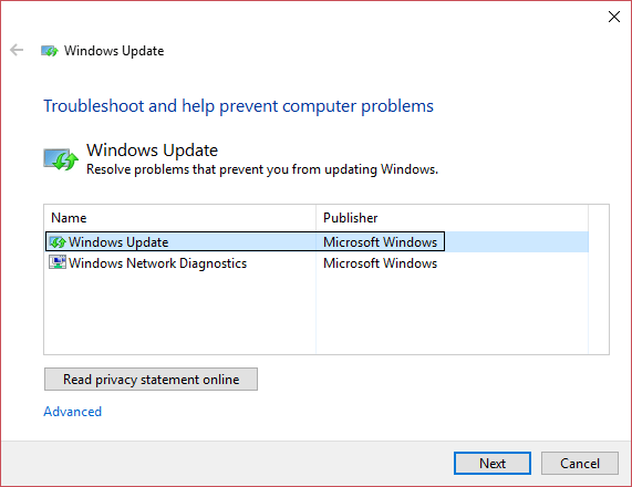 use Windows Update Troubleshooter