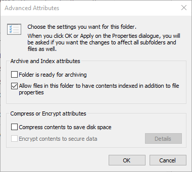 file explorer advanced attributes