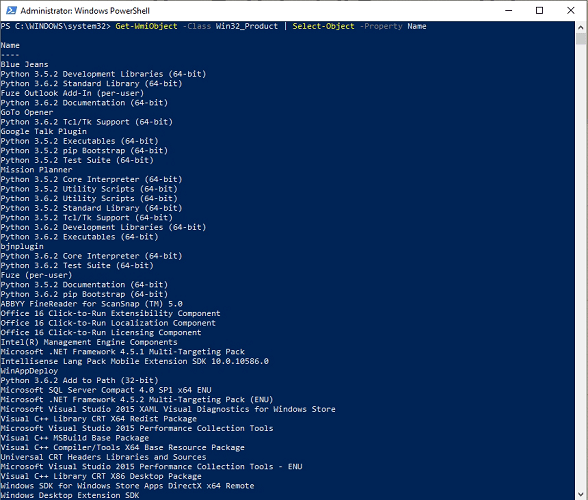 all apps listed in PowerShell
