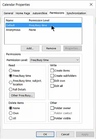 calendar permissions outlook for mac