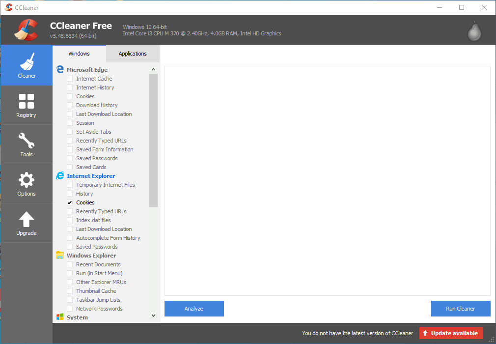 CCleaner window excel file could not be saved because of sharing violation