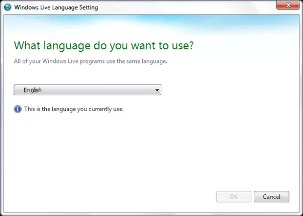 change the Windows Live Mail language