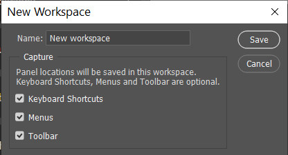 create new workspace for toolbar not showing in photoshop