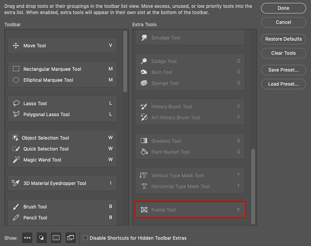 customize toolbar and repair photoshop toolbar missing