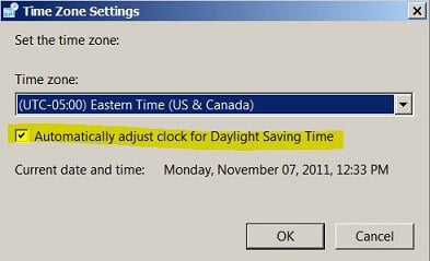 daylight saving time settings