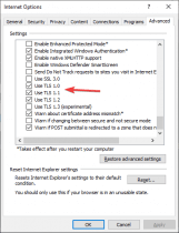 how to set tls security settings to default in windows 10