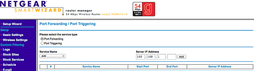 port forwarding in your router