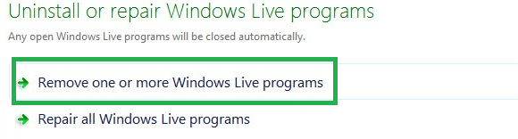 Uninstall Windows Live Mail