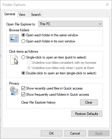 Folder Options window excel file could not be saved because of sharing violation