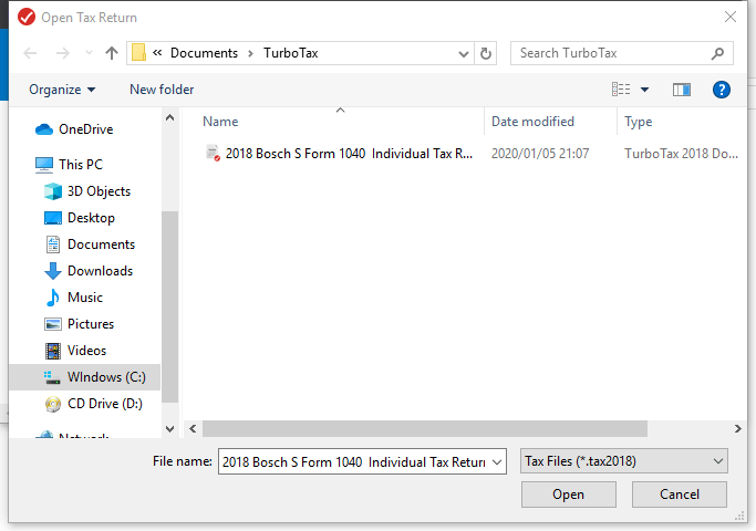 turbotax open dialog tax return