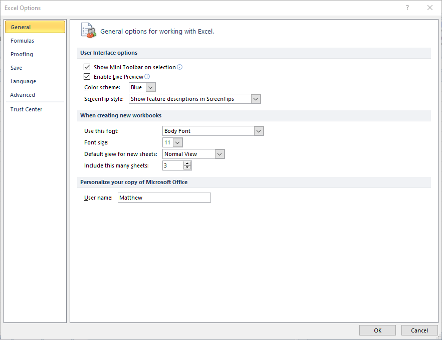 Excel Options excel file format does not match extension