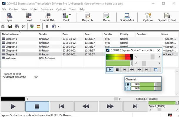Interface of Express Scribe
