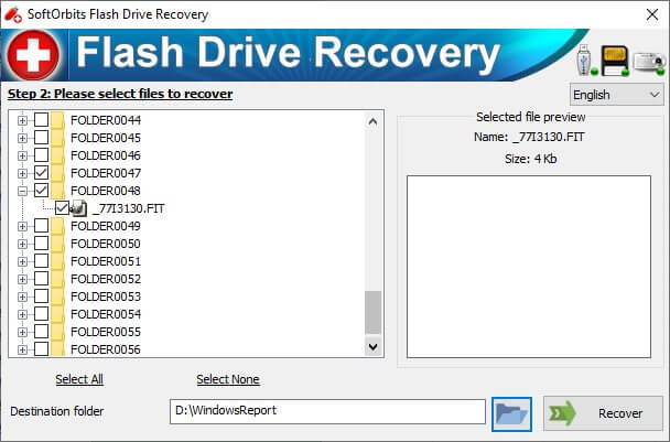 Recovering data with Flash Drive Recovery