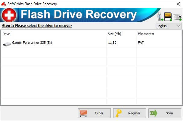 Interface of Flash Drive Recovery