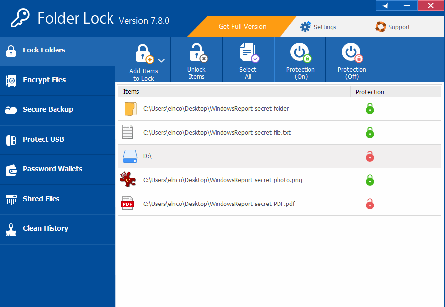 lock folder windows 10