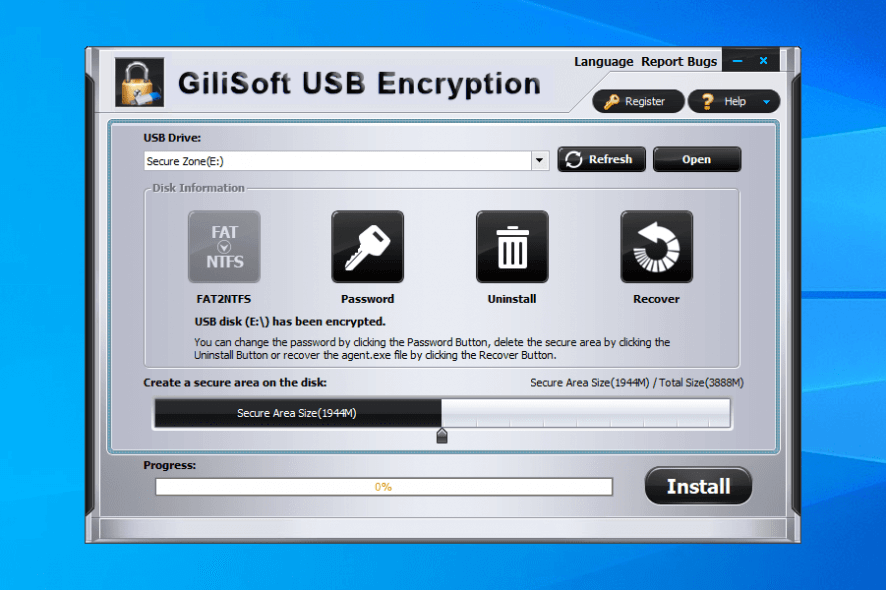 GiliSoft USB Encryption interface
