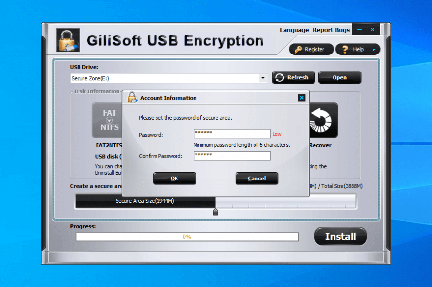 GiliSoft USB Encryption password