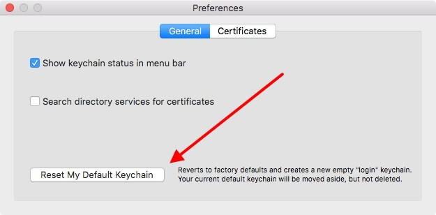 icloud not letting me sign in mac reset my default keychain