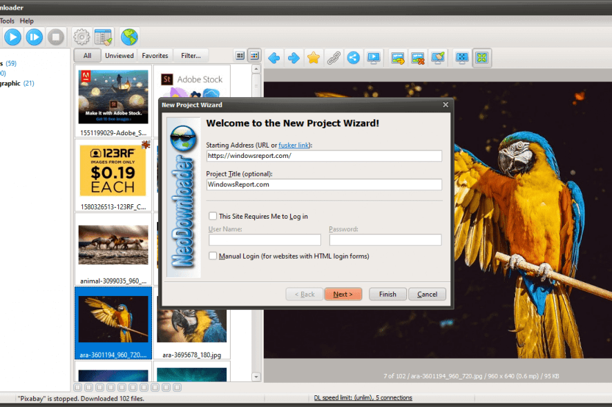 NeoDownloader new project wizard