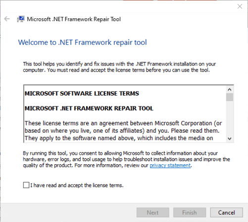 Microsoft .NET Framework Repair Tool Application Error 0xe0434352 on Windows