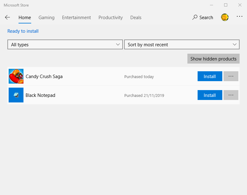 Listo para instalar la lista de aplicaciones Microsoft Store Error 0x80073d12