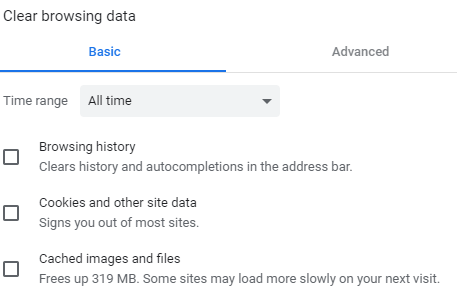 Clear browsing data window google chrome not showing youtube comments