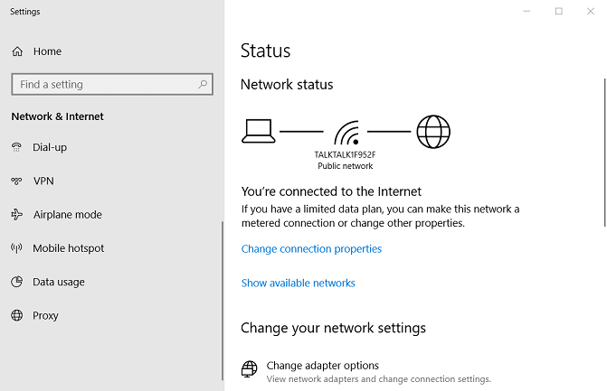 Network status in Settings Windows Update Error 8020002e