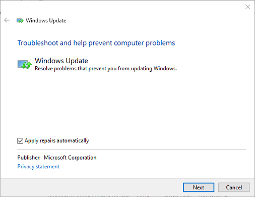 Windows Update troubleshooter Windows Update Error Code 80244010