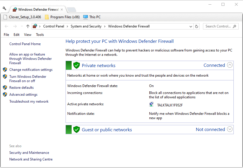 Windows Defender Firewall applet Windows Update Error 8020002e
