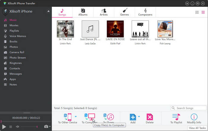 Xilisoft iPhone Transfer music