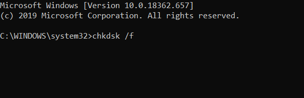 chkdsk /f command Application Error 0xe0434352 on Windows